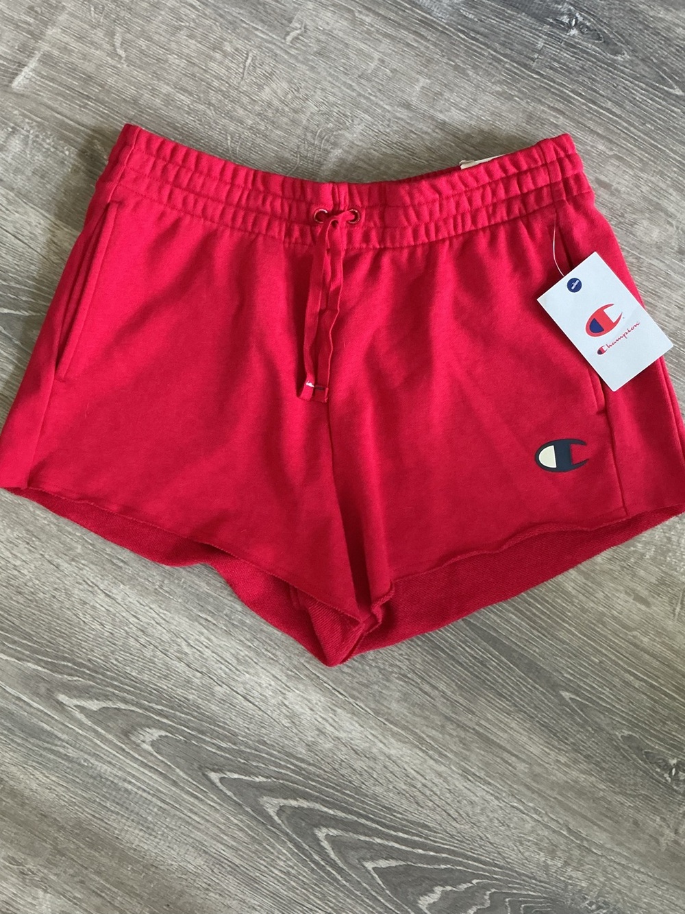 NWT Champion Bright Red Pull‑On Athletic Shorts with Logo